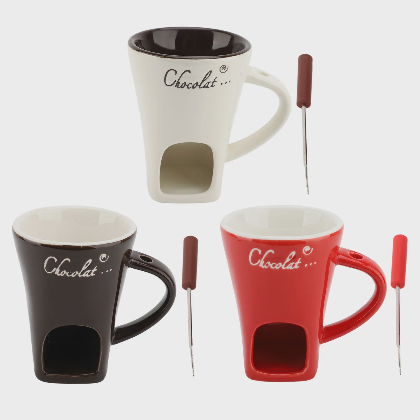 Chocolade Smeltmok met Vork - Keramische Fondue Beker voor Smelten en Warmer Houden