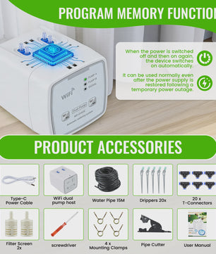 WiFi Automatic Irrigation System With Double Pump DIY Drip Irrigation Set Controlled Via App, Garden Watering System For Balcony