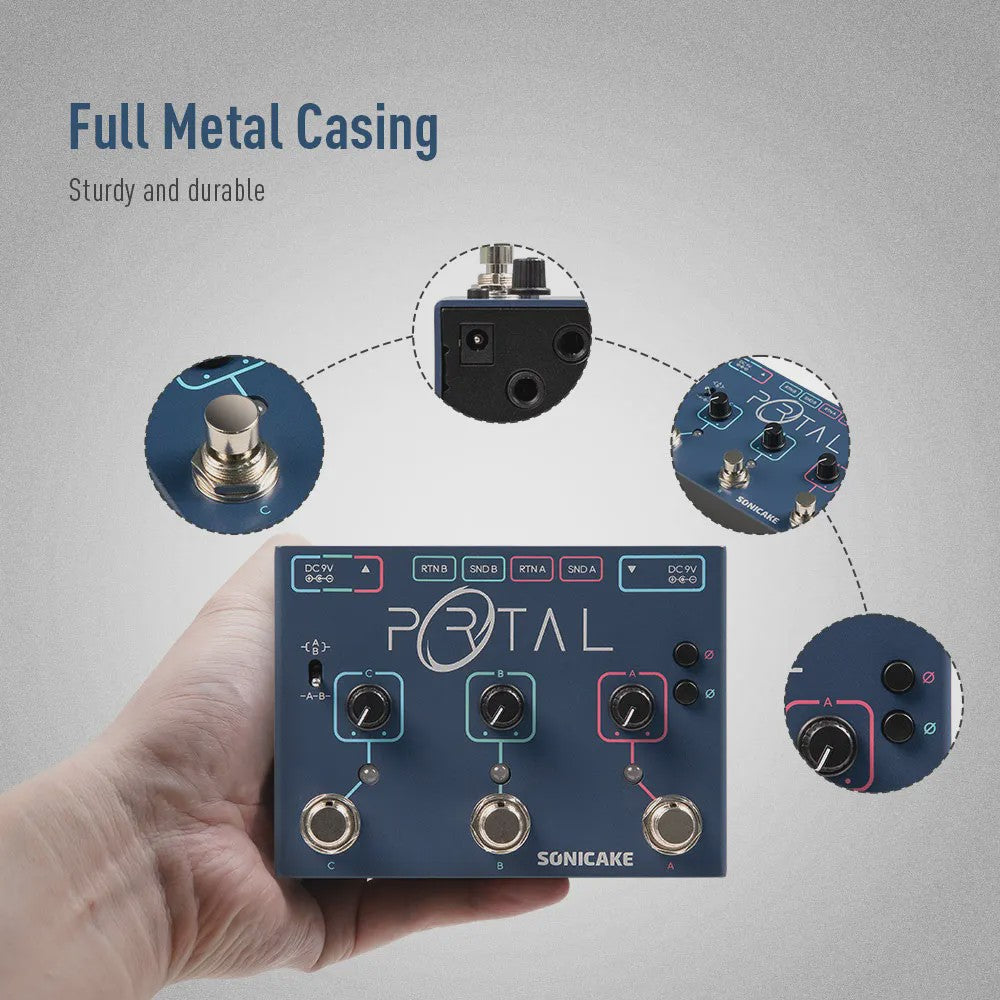 SONICAKE Portal QDS-06: 3-Kanaals Gitaar Effecten Pedaal met ABY Line Selector & Mixer