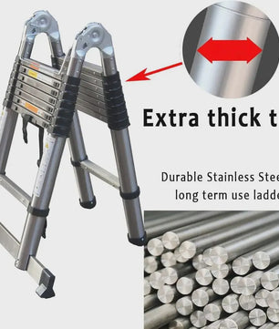 5 Meter Telescopische Ladder - A-Frame & Rechte Ladder - 150kg - RVS - Inklapbaar