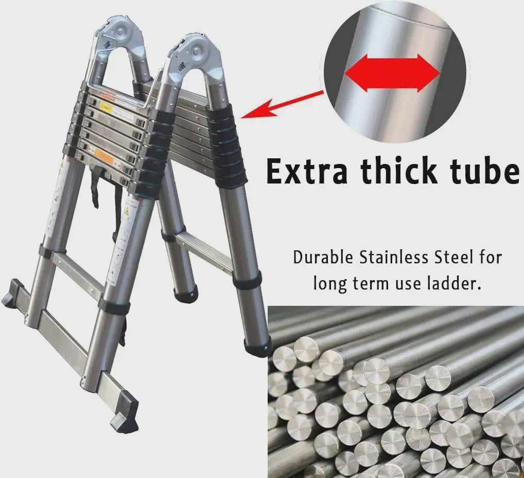 5 Meter Telescopische Ladder - A-Frame & Rechte Ladder - 150kg - RVS - Inklapbaar