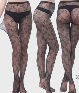 Dames Visnet Panty's met Jacquard Weefsel - Gothic Kant & Spider Net Stijl