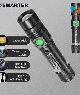 E-Smarter U518 Oplaadbare Zaklamp met Telescopische Zoom & Low Battery Indicator