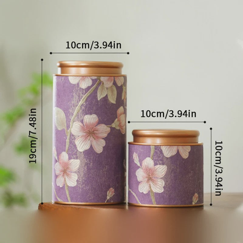 Decoratieve Theeblik met Bloemenprint - Afsluitbare Opbergbus voor Thee