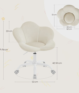 WOLTU Kinderbureau Stoel Velvet, Ergonomisch Draaibaar en In Hoogte Verstelbaar, Bloemen Design