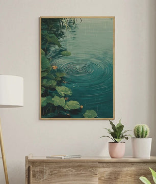 Japanse Zen Wanddecoratie: Canvas Print met Koi Vissen, Kraanvogels en Watergolven
