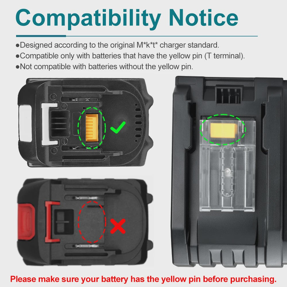 Waitley Snellader voor Makita 18V & 14.4V Accu's - Met Display, Koelventilator & EU Stekker