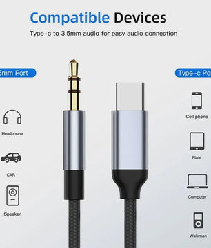 USB-C naar 3.5mm Jack Audio Kabel - Aux Adapter voor Telefoon, Auto & Speaker