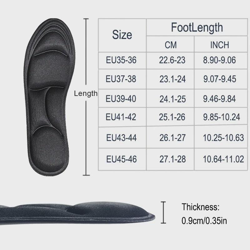 5D Massage Memory Foam Inlegzolen - Ademend, Dempende Steunzolen voor Sport & Dagelijks Gebruik