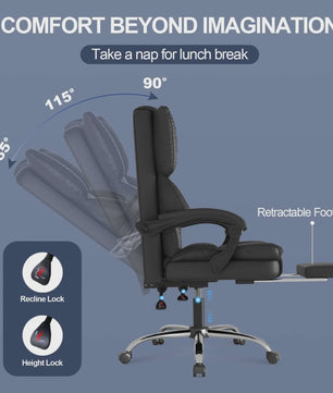 Ergonomische Directiestoel met Voetensteun - PU Leer - Verstelbaar