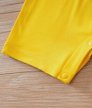 Schattige Gele Baby Romper met Hondjesprint - Korte Mouw Zomer Jumpsuit