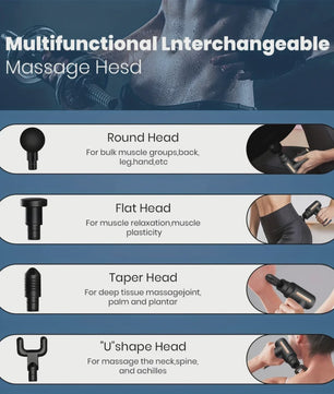 Draagbaar Massagepistool met LED Touchscreen en 4 Opzetstukken