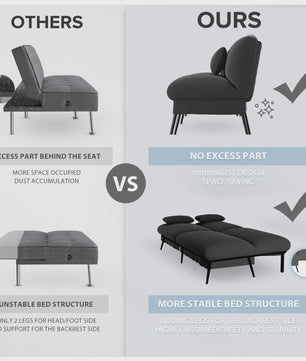 COMHOMA Multifunctionele Sofa Bed - 2-in-1 Slaapbank met Groot Ligvlak
