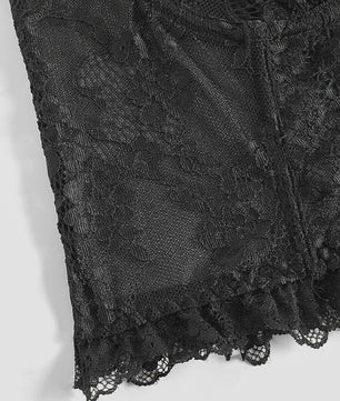 Dames Sexy kanten lingerie top met visgraat en stalen ring