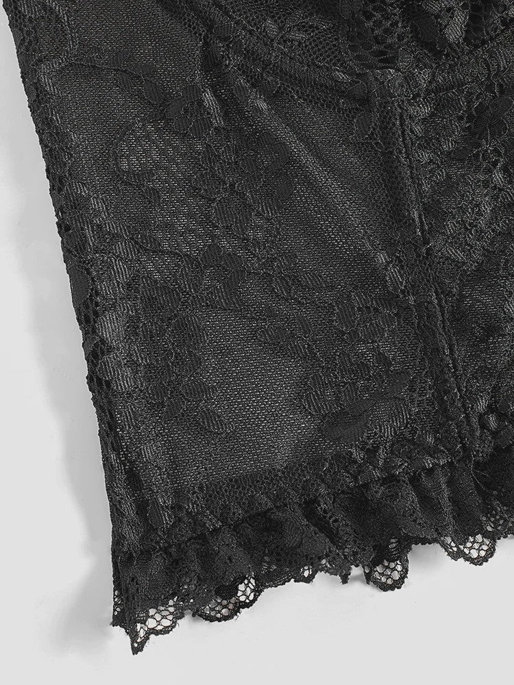 Dames Sexy kanten lingerie top met visgraat en stalen ring
