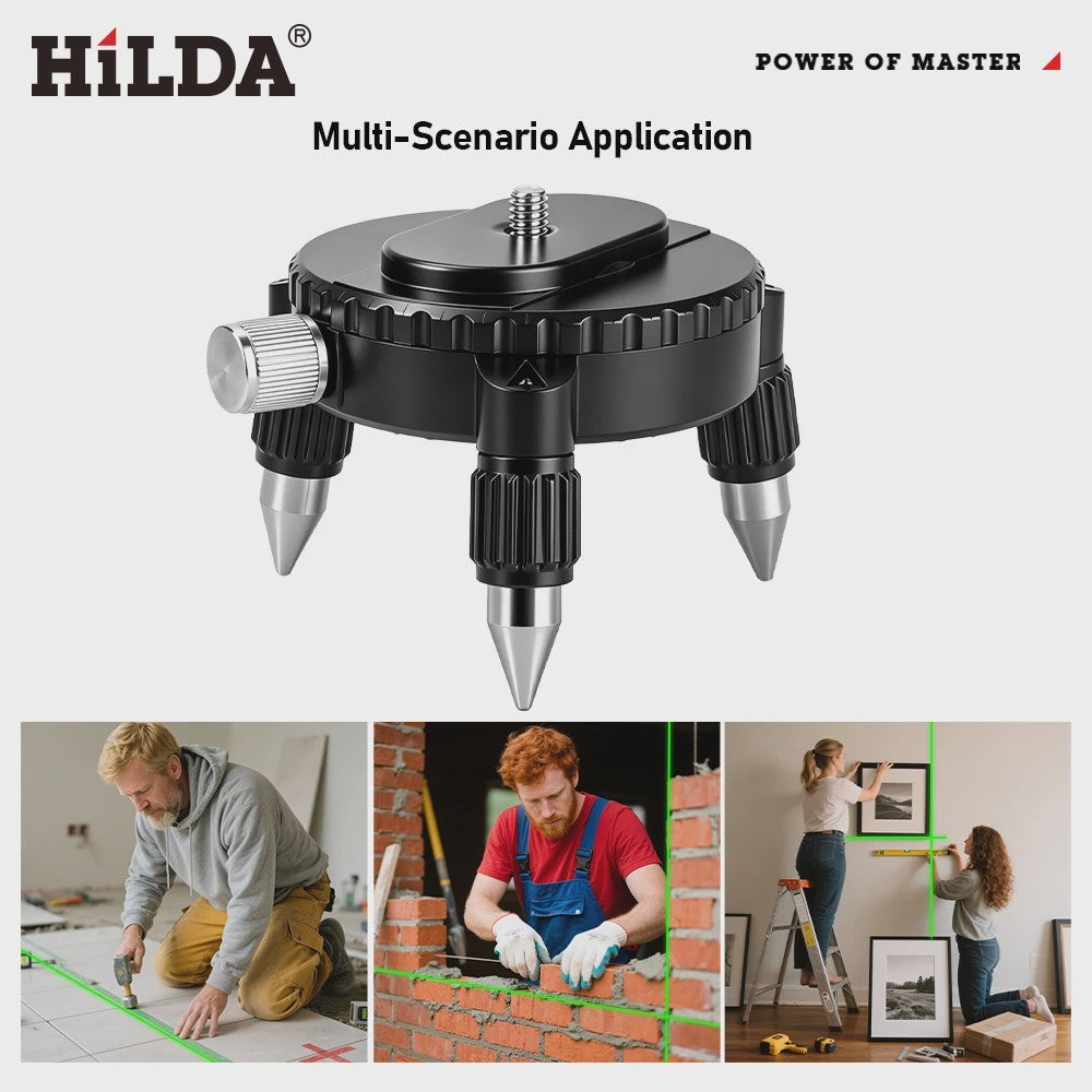HILDA 360° Roterende Laserwaterpas Beugel met Verstelbare Basis en 1/4" & 5/8" Schroef voor Statief