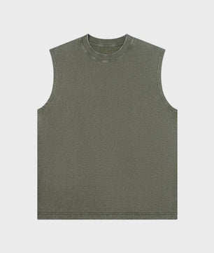 Herenshirt Mouwloos 230g Katoen - Retro Washed & Distressed Look