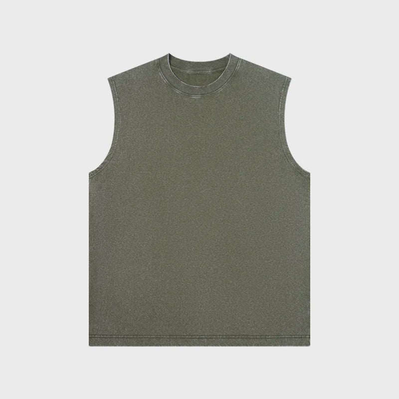 Herenshirt Mouwloos 230g Katoen - Retro Washed & Distressed Look