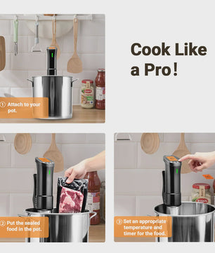 INKBIRD ISV-200W Wi-Fi Sous Vide Precisie Kookapparaat - Krachtig & Duurzaam met RVS