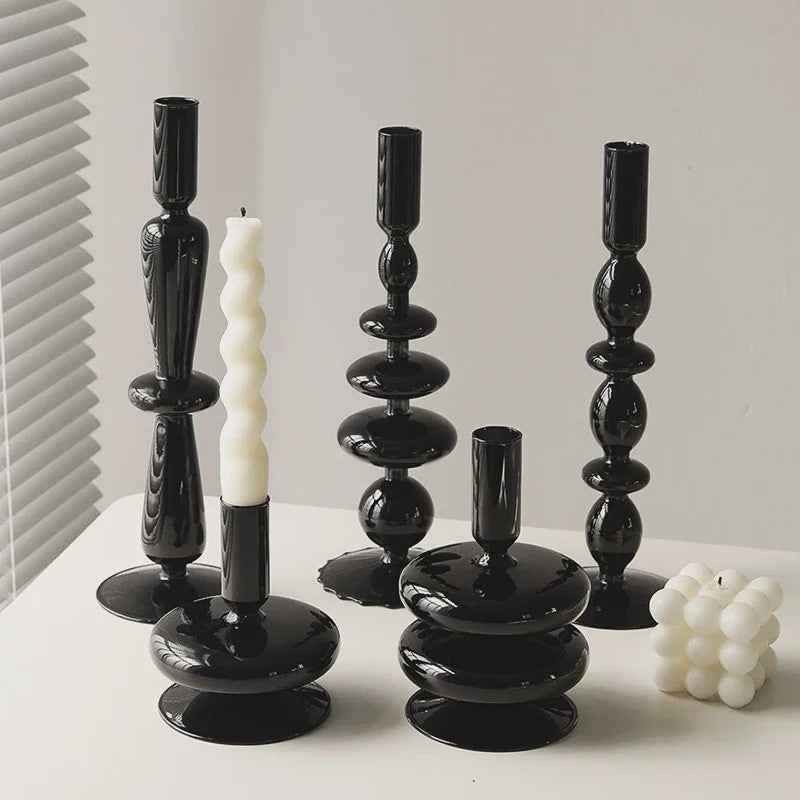 Set van 10 Luxe Glazen Kandelaars - Sfeervolle Decoratie voor Woonkamer, Bruiloft & Feest
