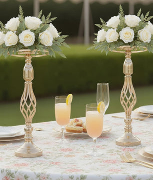 Set van 10 Gouden Metalen Bloemenstandaards - 52 cm Hoog - Stijlvolle Decoratie
