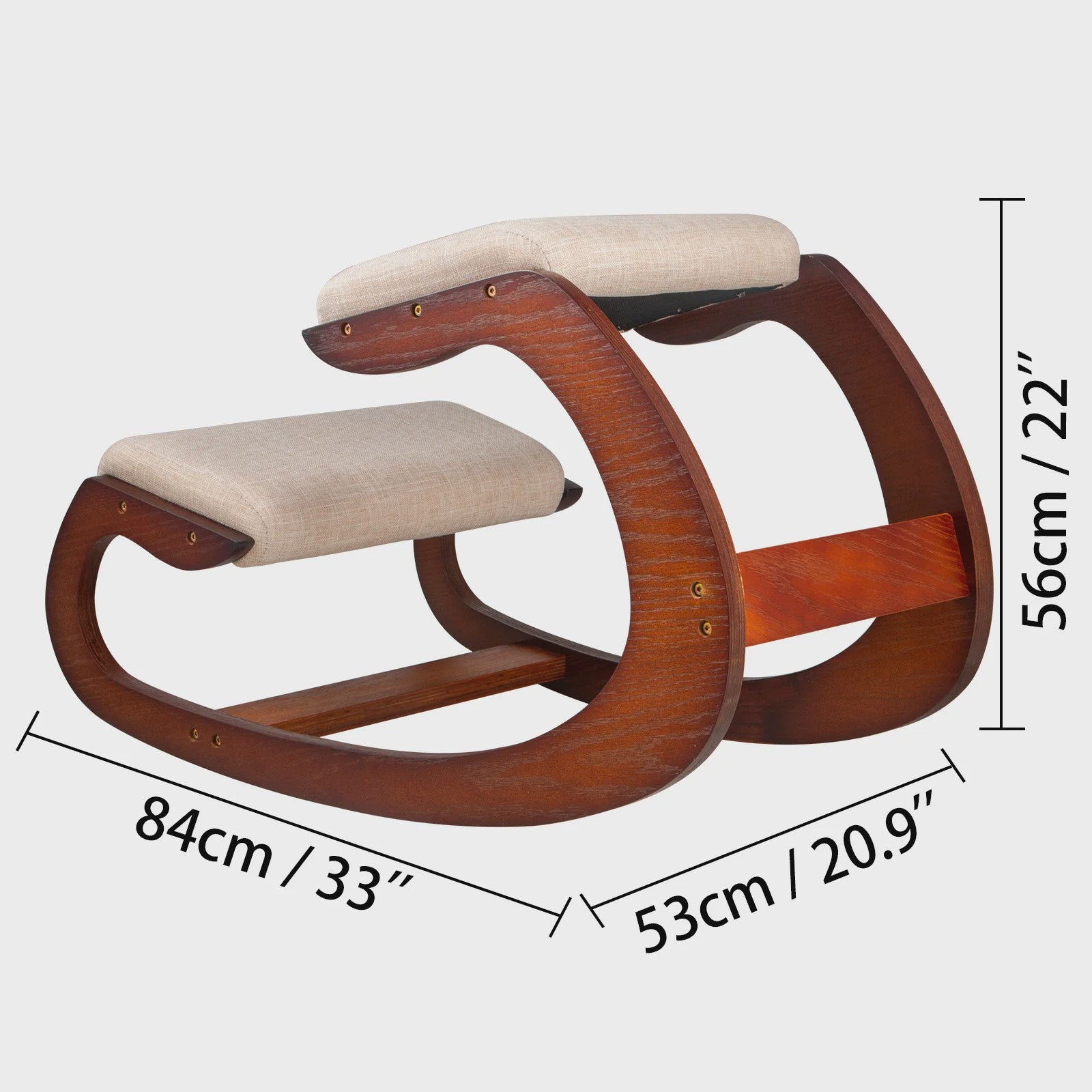 Ergonomische Houten Kniezetel met Schommelmechanisme - Bureau Stoel voor Correcte Houding