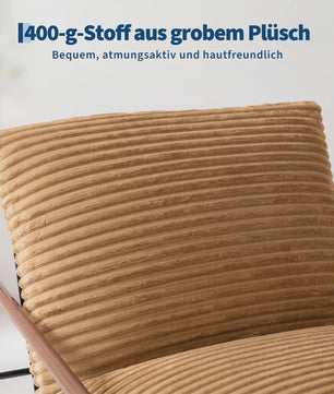 Oversized Corduroy Fauteuil - 70cm Breed - Luxe Lounge Stoel met Metalen Frame - 180kg Draagvermogen