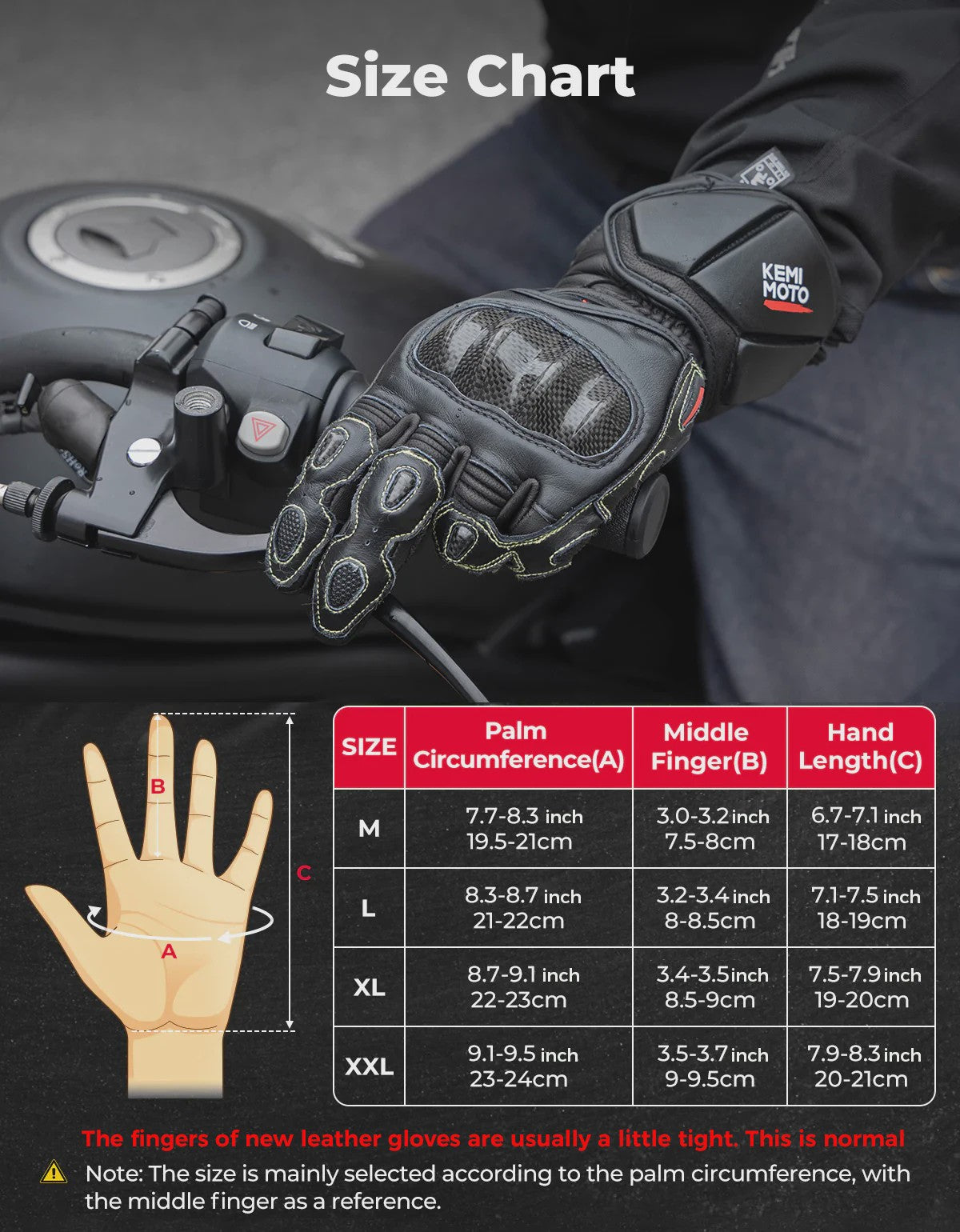 KEMIMOTO Lederen Motorhandschoenen met Kevlar Bescherming - Herfst/Zomer