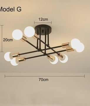 Nordic Stijl Plafondlamp Zwart/Goud - Minimalistische Hanglamp voor Slaapkamer & Woonkamer