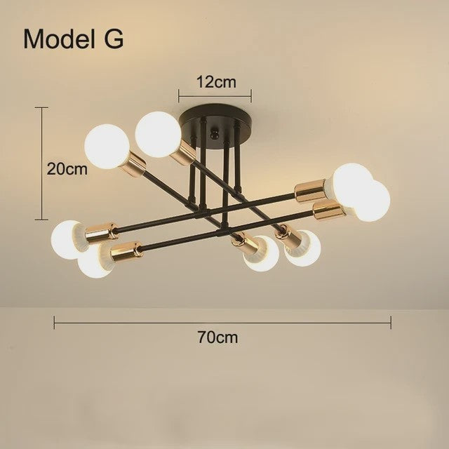 Nordic Stijl Plafondlamp Zwart/Goud - Minimalistische Hanglamp voor Slaapkamer & Woonkamer