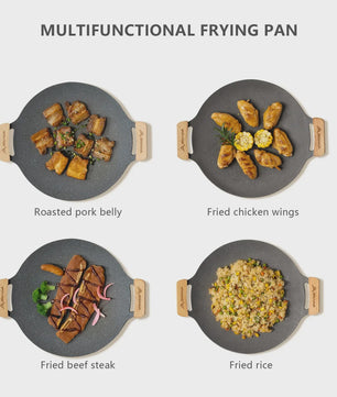 BISINNA 34cm Grill Pan - Anti-aanbak BBQ Pan voor Buiten & Keuken