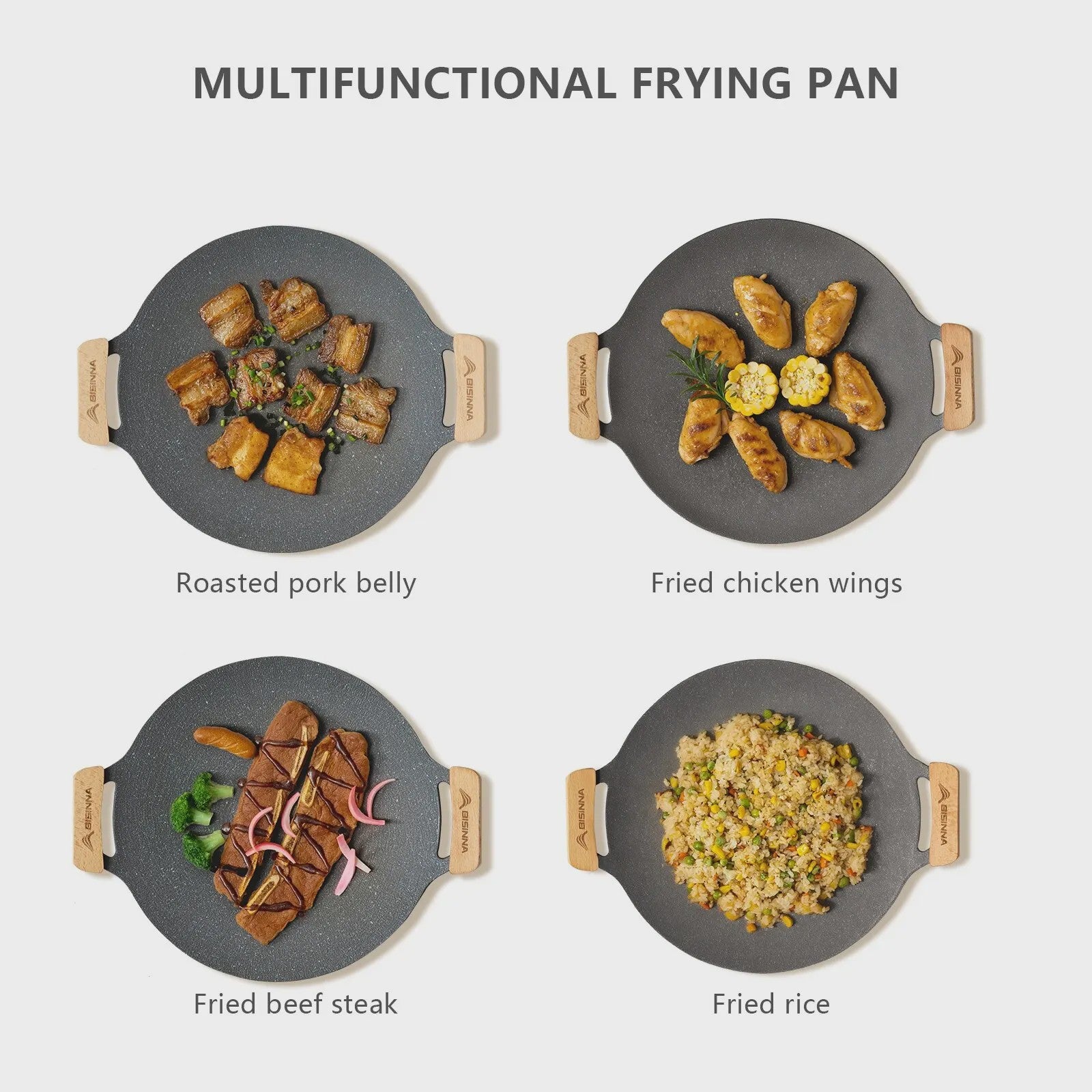 BISINNA 34cm Grill Pan - Anti-aanbak BBQ Pan voor Buiten & Keuken