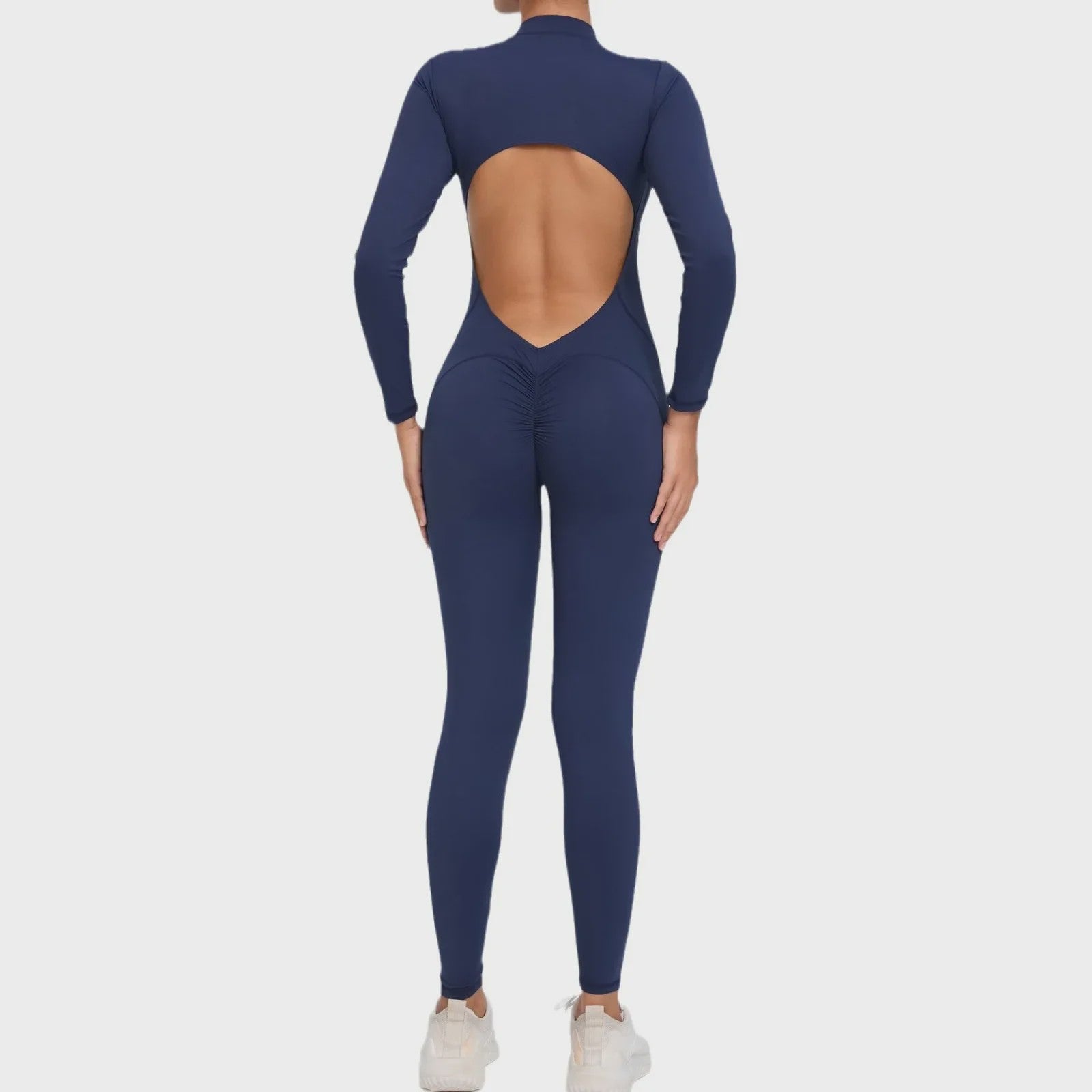 Dames Sport Jumpsuit met Lange Mouwen - Fitness & Gym Kleding - Zomer Sexy Stijl - Blauw
