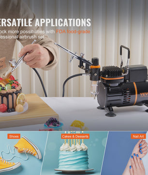 Professionele Airbrush Kit met Dubbele Ventilator Compressor en 3 Airbrushes