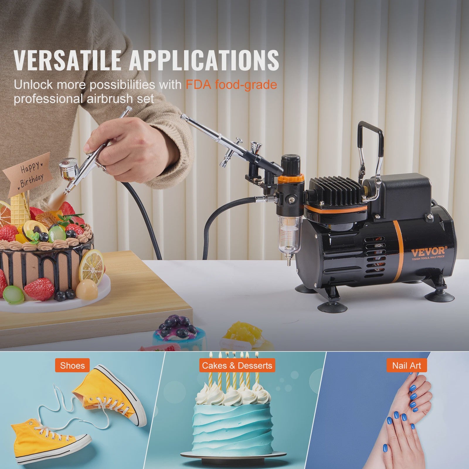 Professionele Airbrush Kit met Dubbele Ventilator Compressor en 3 Airbrushes