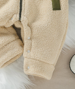 Schattige Baby Romper met Berenoren - Winter Fleece Jumpsuit voor Jongens & Meisjes (0-24M)
