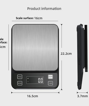 Digitale Keukenweegschaal 10kg - 0.1g Precisie, Waterdicht RVS, LCD Display