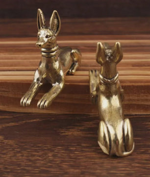 Vintage Messing Beeldje Egyptische Farao Hond - Decoratief Kunstobject voor Huis, Kantoor of Boekenplank