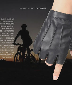 Vingerloze PU Lederen Handschoenen met Anti-slip Laag - Ideaal voor Fietsen, Motorrijden & Outdoor Sport