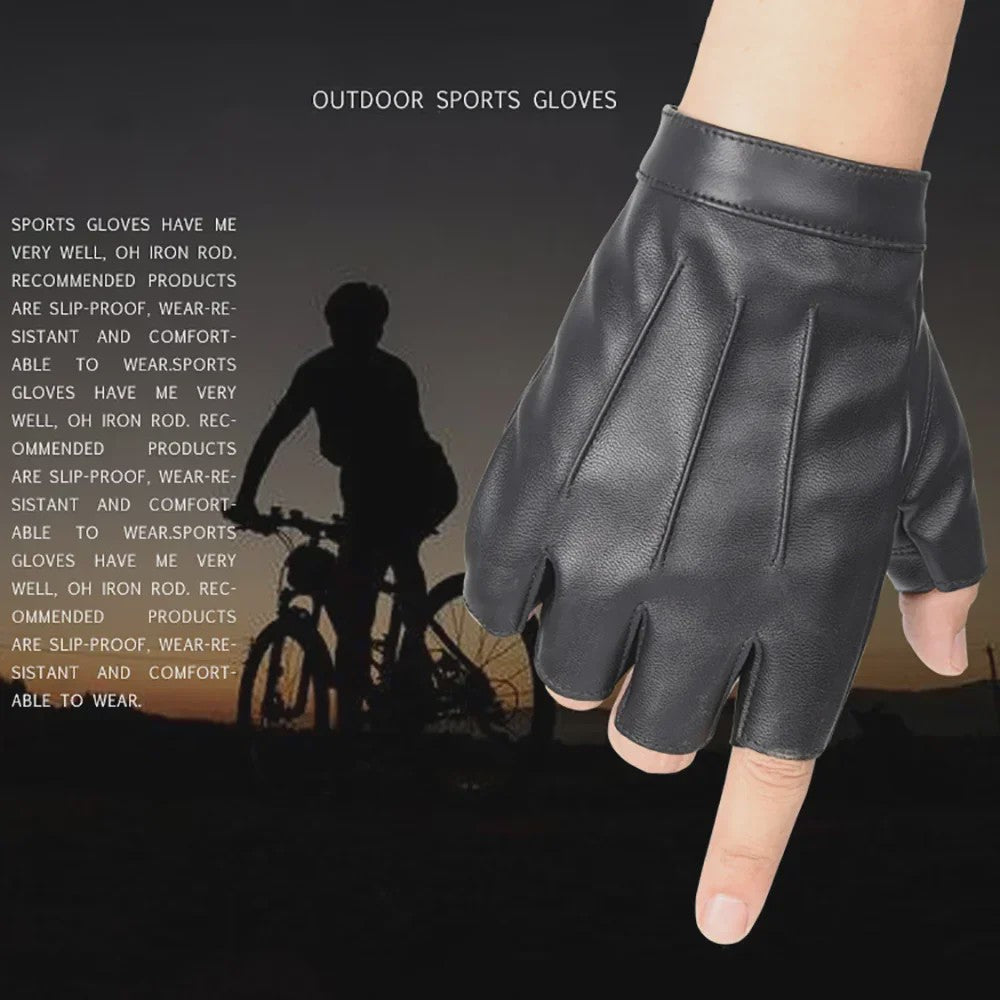 Vingerloze PU Lederen Handschoenen met Anti-slip Laag - Ideaal voor Fietsen, Motorrijden & Outdoor Sport