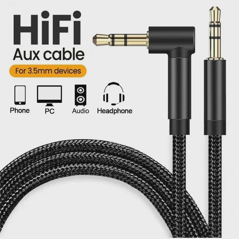 3.5mm Jack Audio Kabel 90 Graden Hoek Male-Male - Universele Aux Kabel voor Auto, Telefoon, Speaker