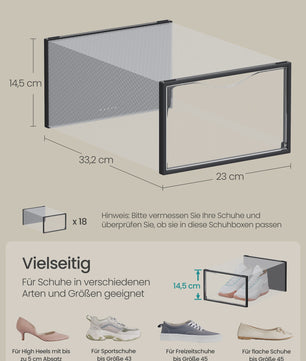 Set van 18 Stapelbare Schoenenboxen met Doorzichtige Deur - SONGMICS