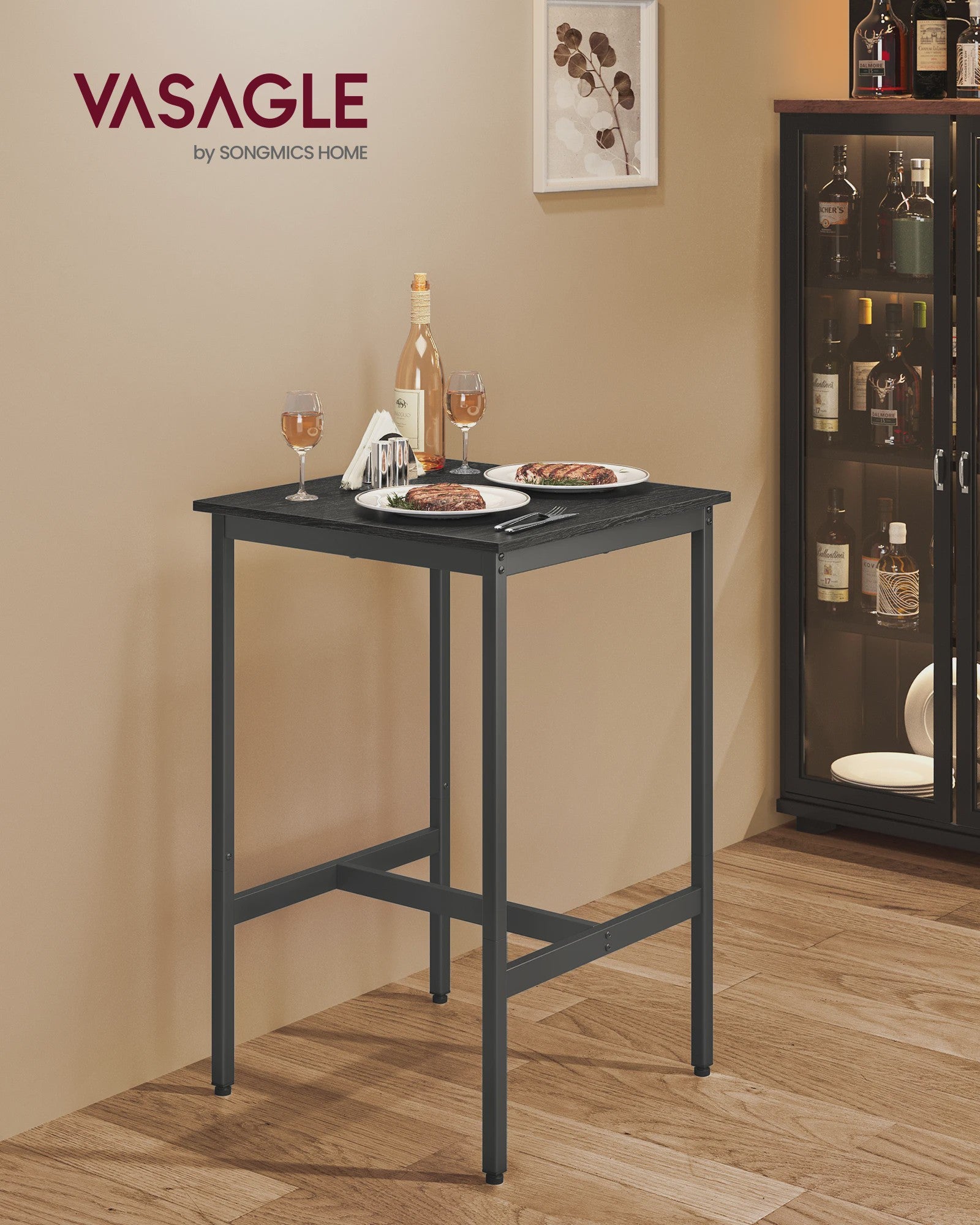 VASAGLE Bartafel Keukentafel Hoog 60x60x92 cm Industrieel Design