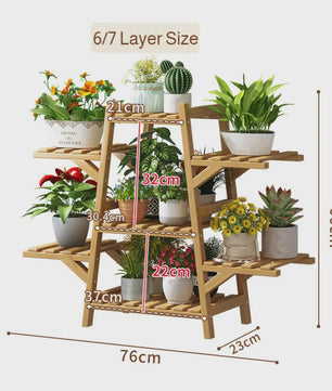 Houten Bloemenstandaard Multi-laags Balkon Plantenrek Woonkamer