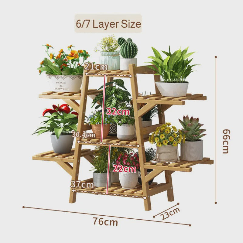 Houten Bloemenstandaard Multi-laags Balkon Plantenrek Woonkamer