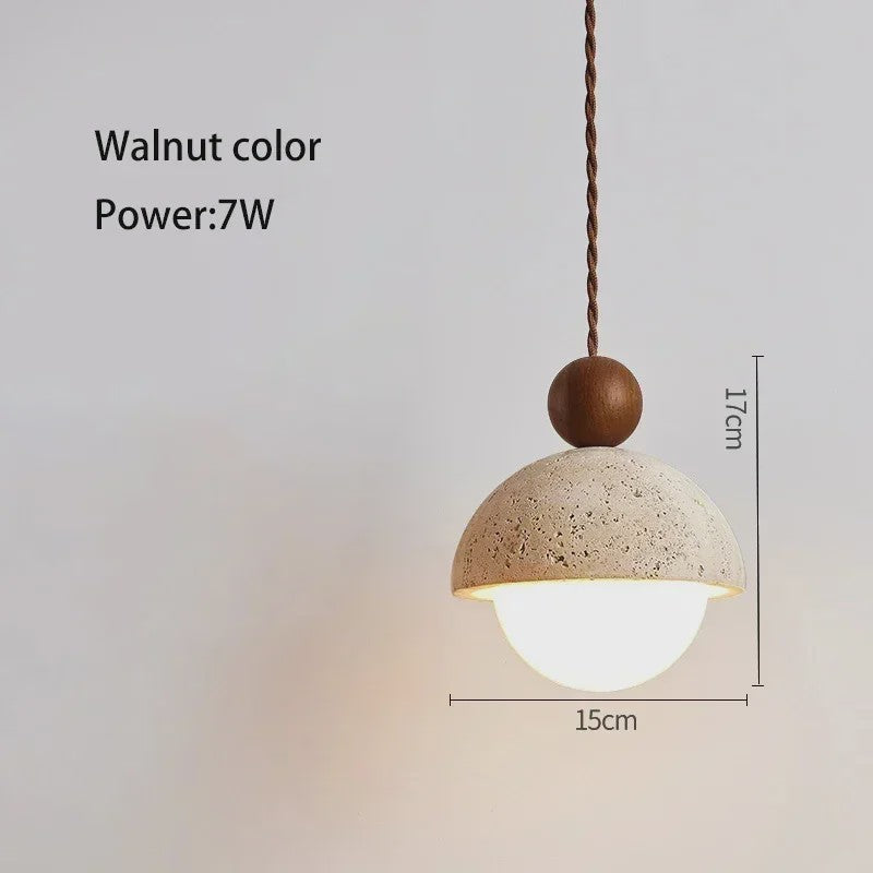 Natuurstenen Hanglamp Geel Travertin - Sfeervolle Verlichting voor Woonkamer, Slaapkamer & Restaurant