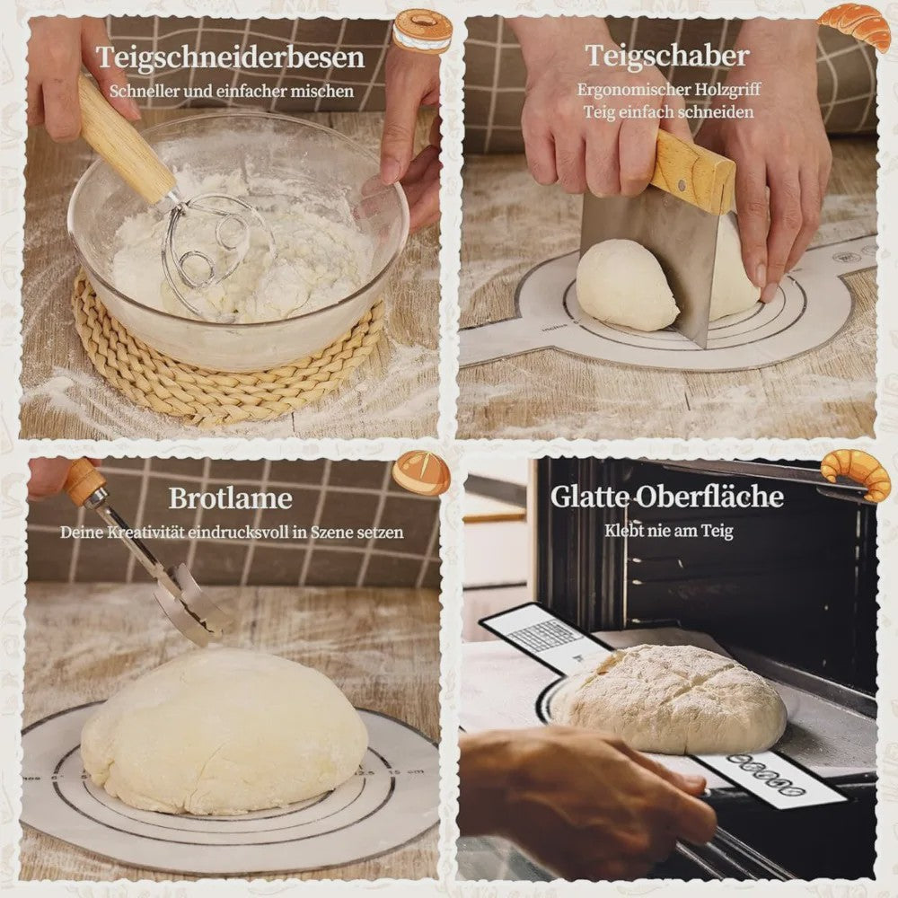 Complete Sourdough Brood Bakset: Gistingmand, Starterglas & Bakgereedschap