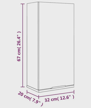 Sonoma Wandkast Grijs met Spiegeldeur - 32x20x67 cm