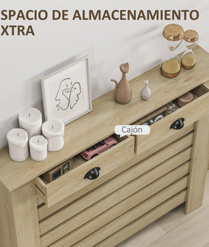 Stijlvolle MDF Radiatorombouw met Lade - Eikenlook - 111x19x95.5 cm