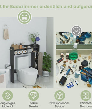 Toiletkast - Vrijstaande Badkamerkast met Verstelbare Planken en Deur